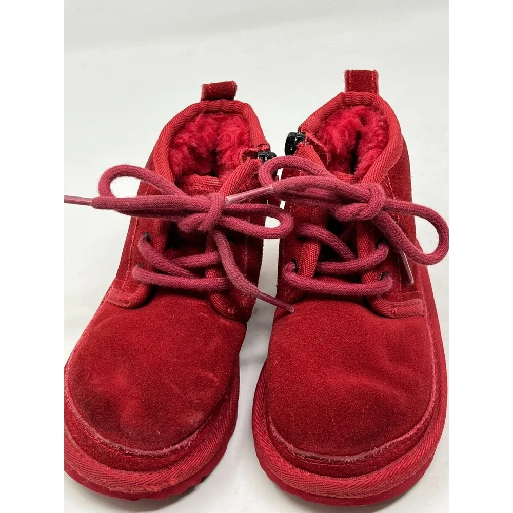 UGG Neumel‎ Boots Shoes Toddler Size 8 Red Suede Zip Ankle Sherpa Lined